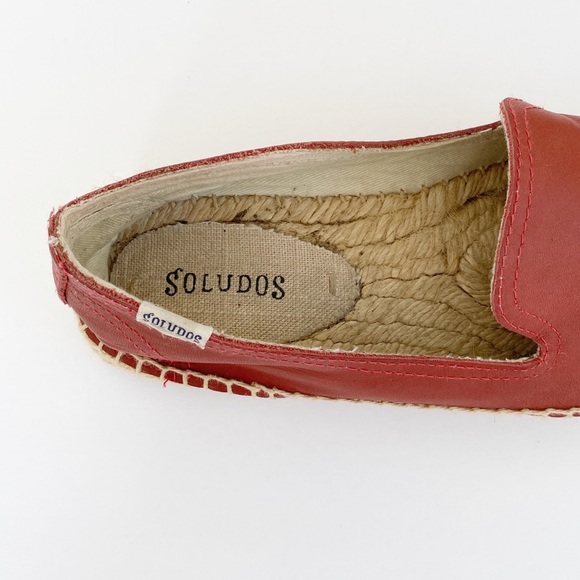 Soludos Orange Leather Slip-On Espadrille Flats - Picture 2 of 6